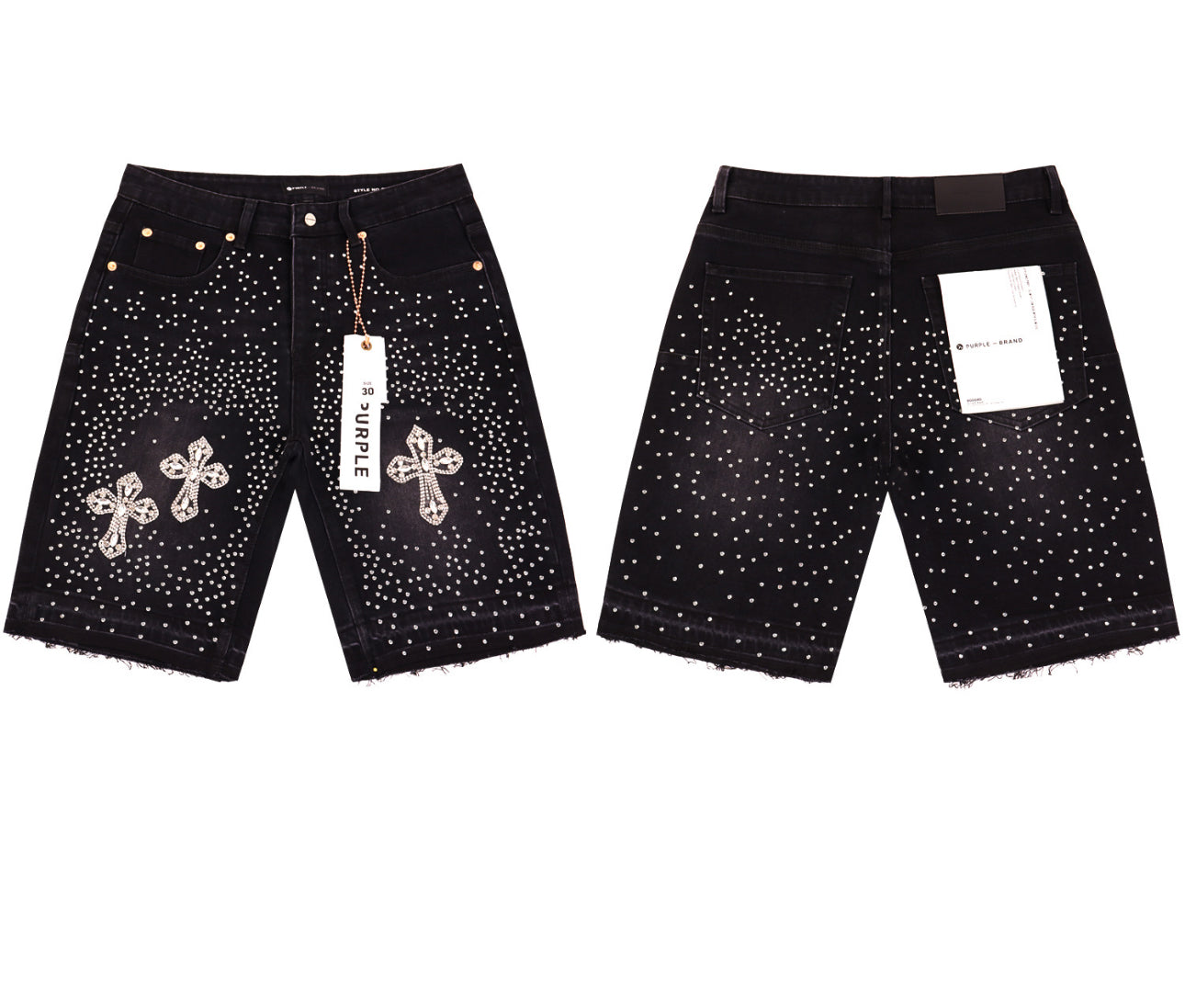 Purple Denim Black Jean Shorts