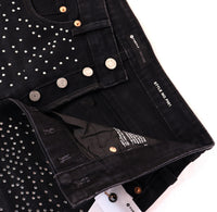 Purple Denim Black Jean Shorts