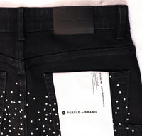 Purple Denim Black Jean Shorts