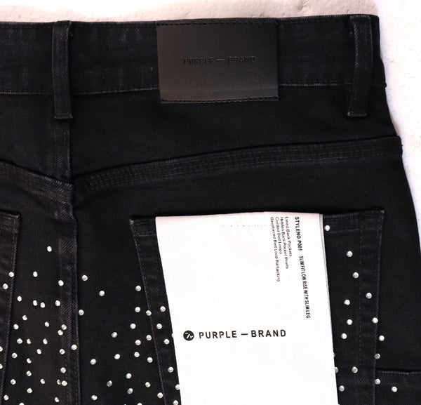 Purple Denim Black Jean Shorts