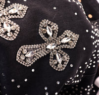 Purple Denim Black Jean Shorts